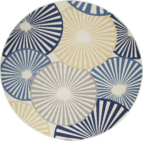4' X 6' Blue and Ivory Geometric Power Loom Area Rug